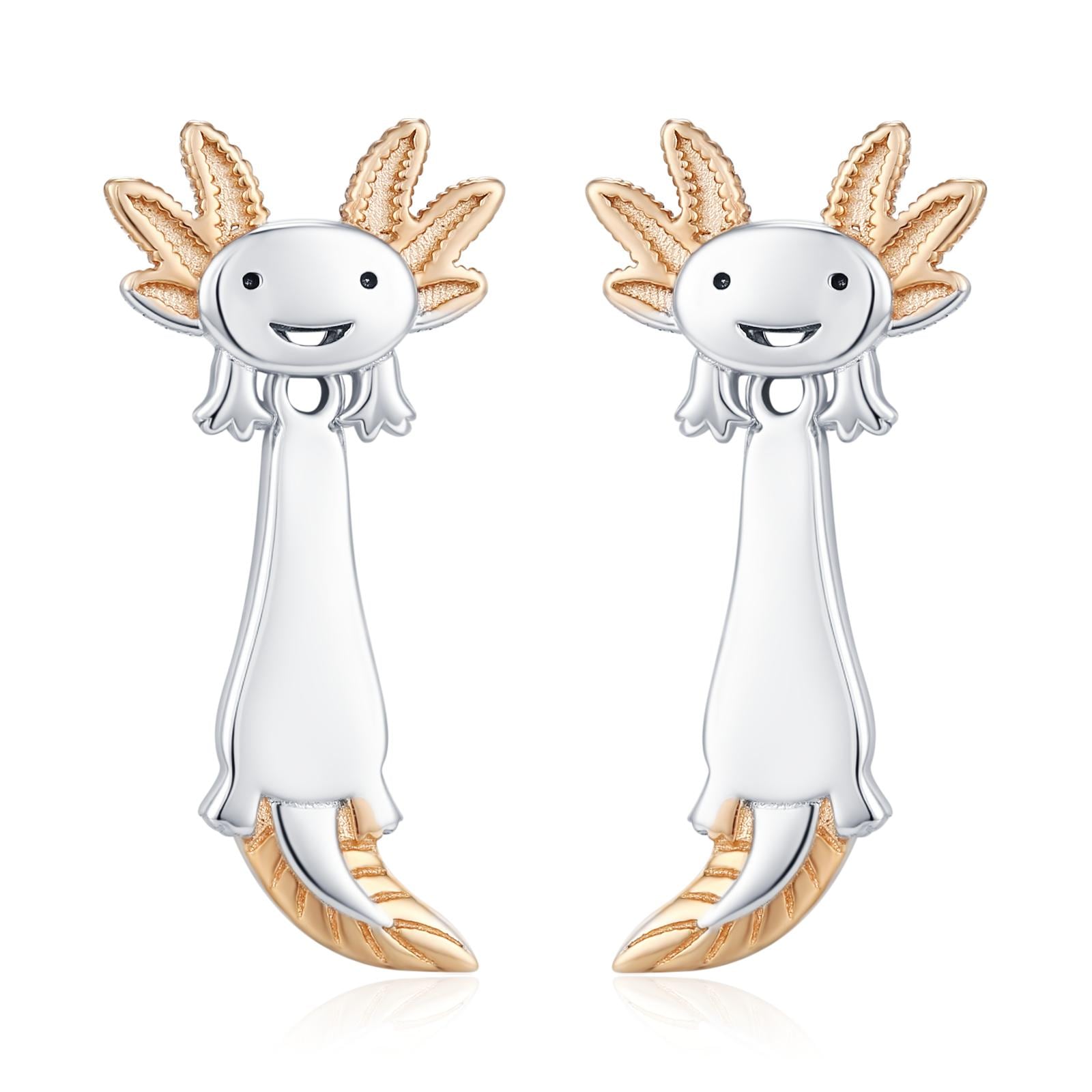 Sterling Silver Two-Tone Axolotl Stud Earrings