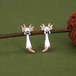 Sterling Silver Two-Tone Axolotl Stud Earrings