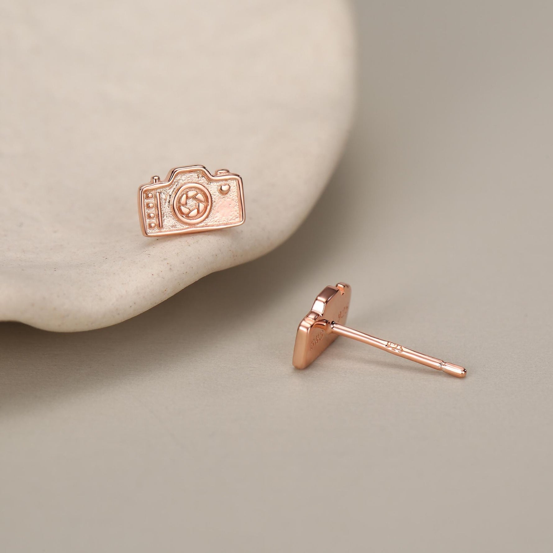 Sterling Silver Camera Stud Earrings