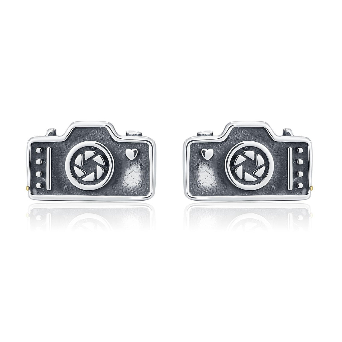 Sterling Silver Camera Stud Earrings