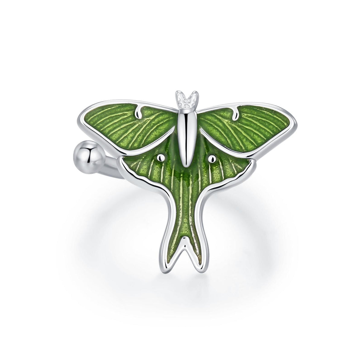 Sterling Silver Green Luna Moth Ear Cuff