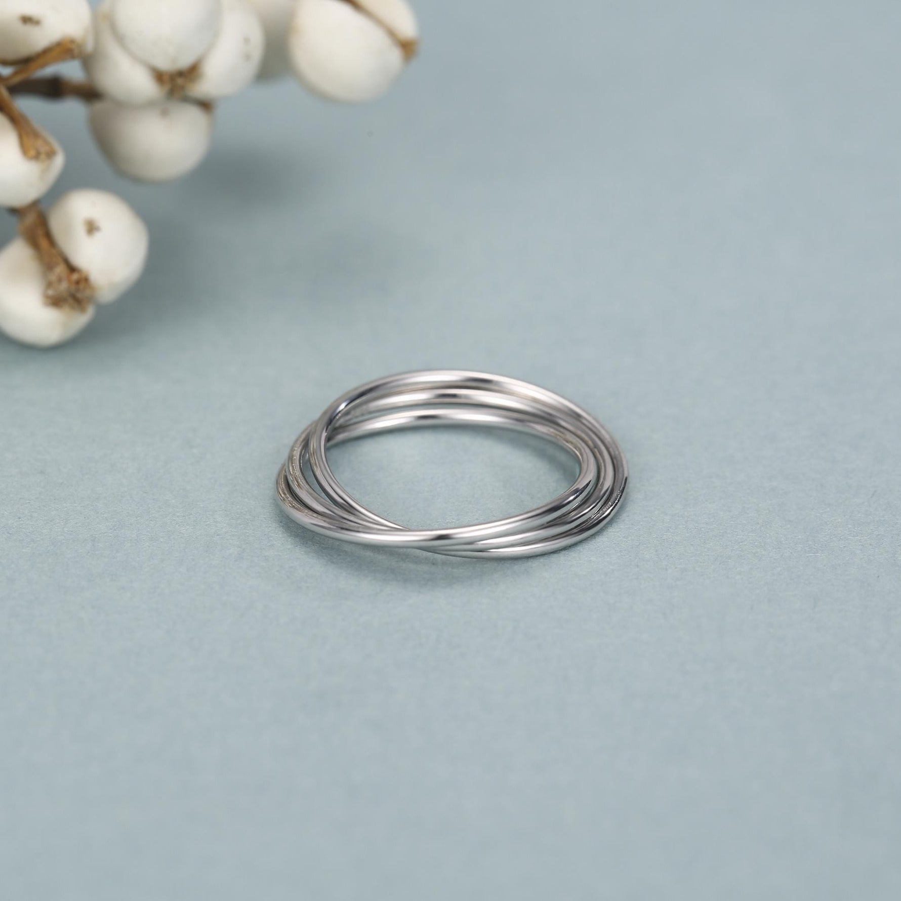 Sterling Silver 3 Band Interlocking Ring