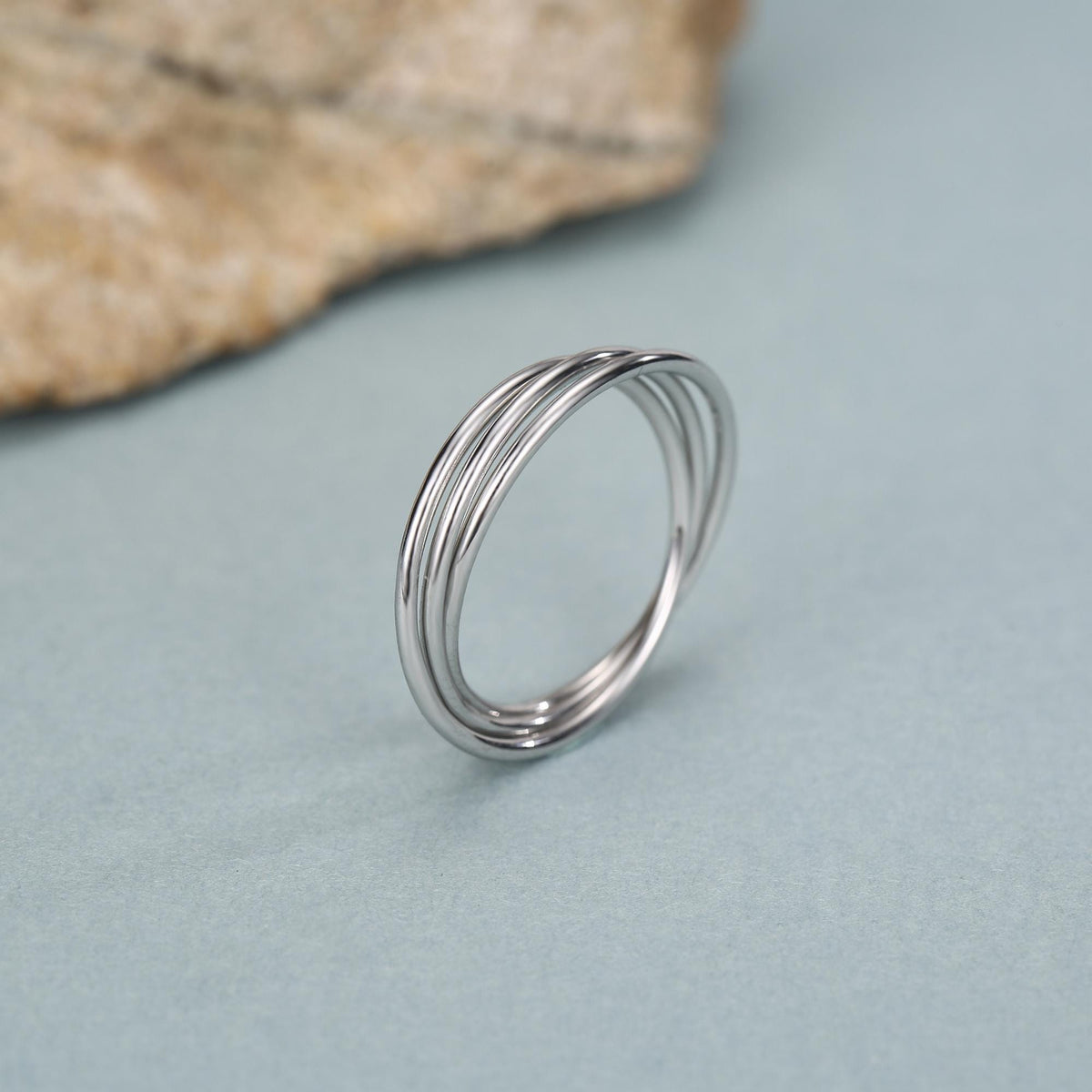 Sterling Silver 3 Band Interlocking Ring