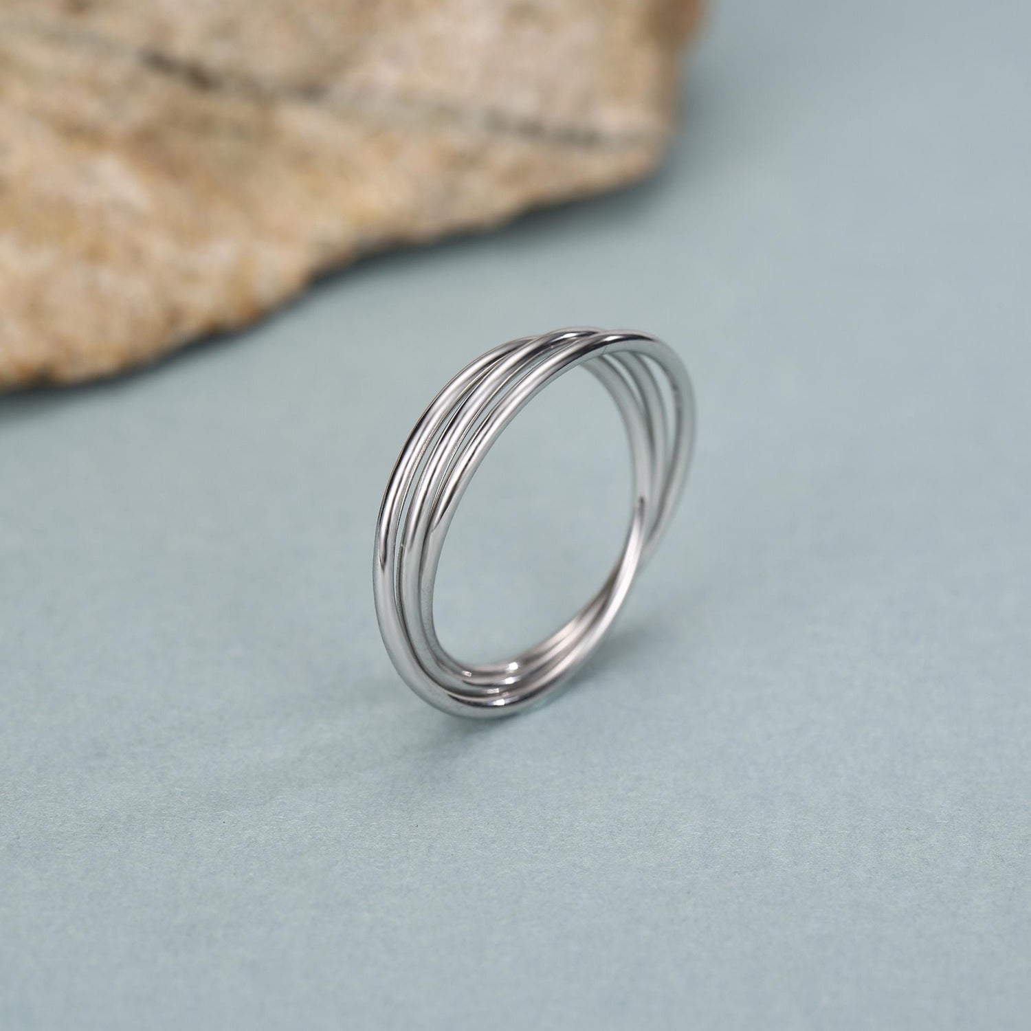 Sterling Silver 3 Band Interlocking Ring