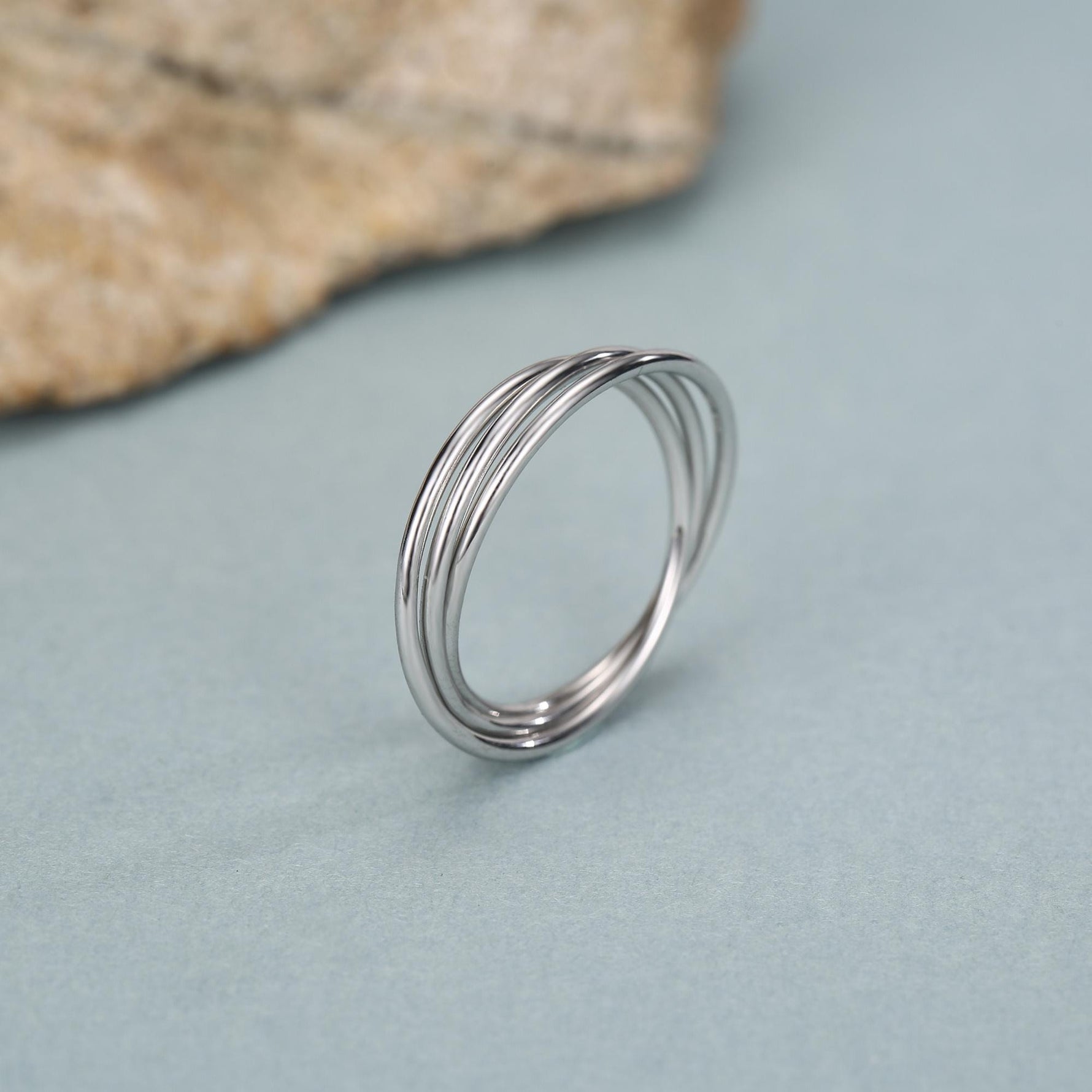 Sterling Silver 3 Band Interlocking Ring