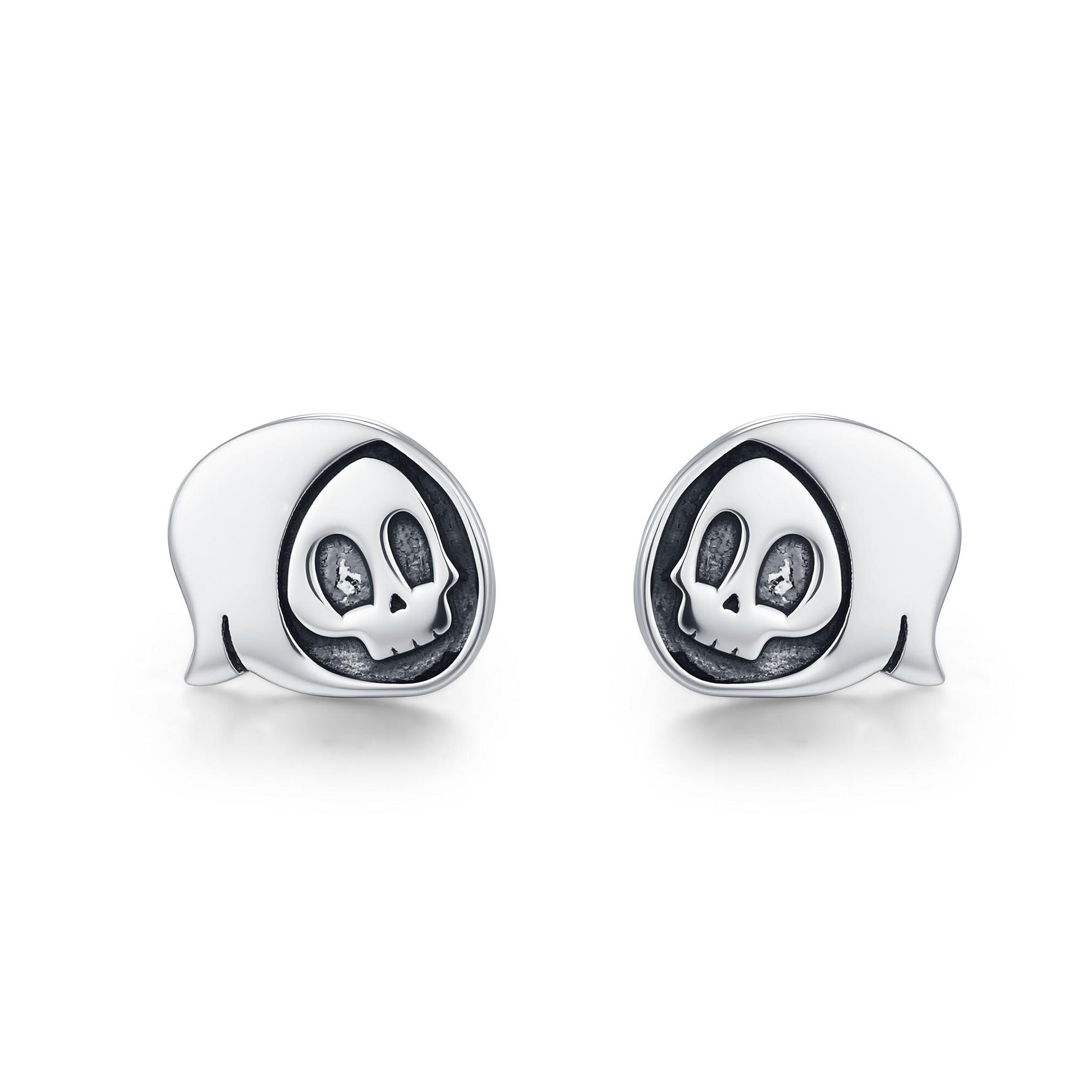 Sterling Silver Grim Reaper Stud Earrings