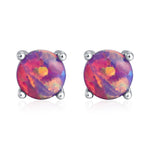 Sterling Silver Fire Opal Stud Earrings