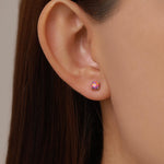 Sterling Silver Fire Opal Stud Earrings
