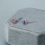 Sterling Silver Fire Opal Stud Earrings