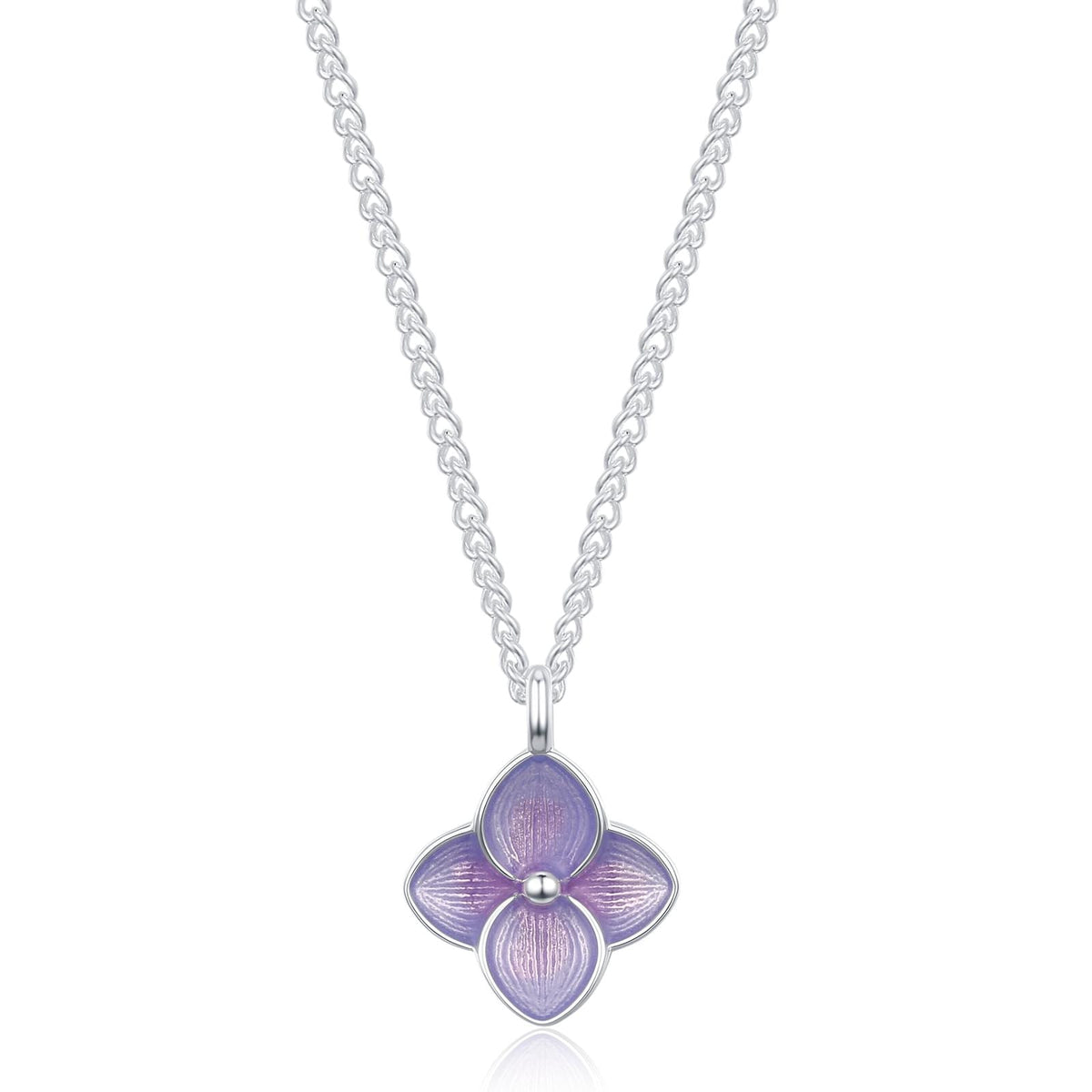Sterling Silver Enamel Purple Hydrangea Necklace