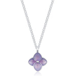 Sterling Silver Enamel Purple Hydrangea Necklace