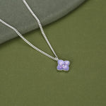 Sterling Silver Enamel Purple Hydrangea Necklace