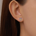 Sterling Silver Enamel Pansy Stud Earrings