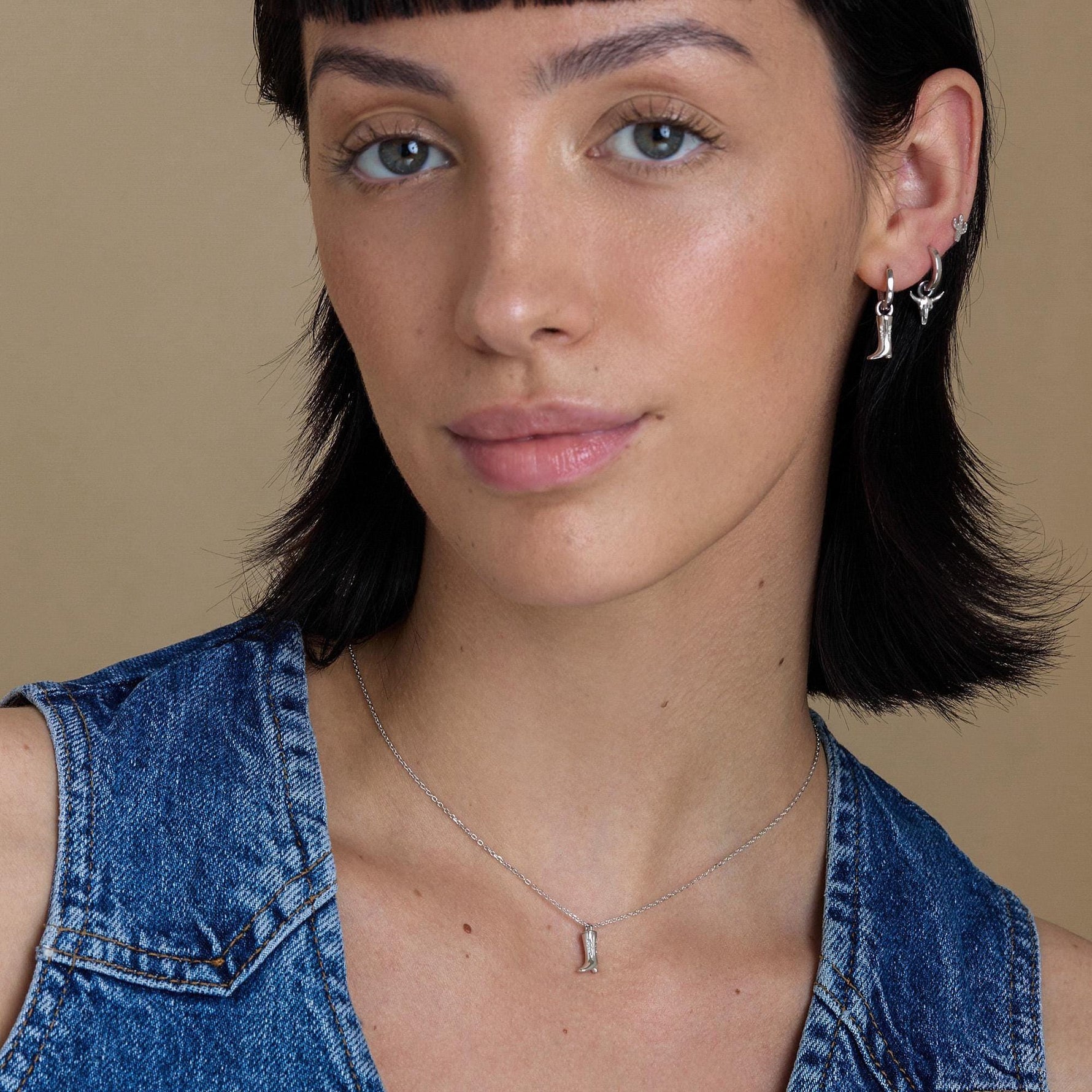Sterling Silver Cowboy Boots Huggie Hoops, Silver, Gold or Rose Gold, Detachable Cow Boy Boots Hoop Earrings, Charm Dangle Earrings,