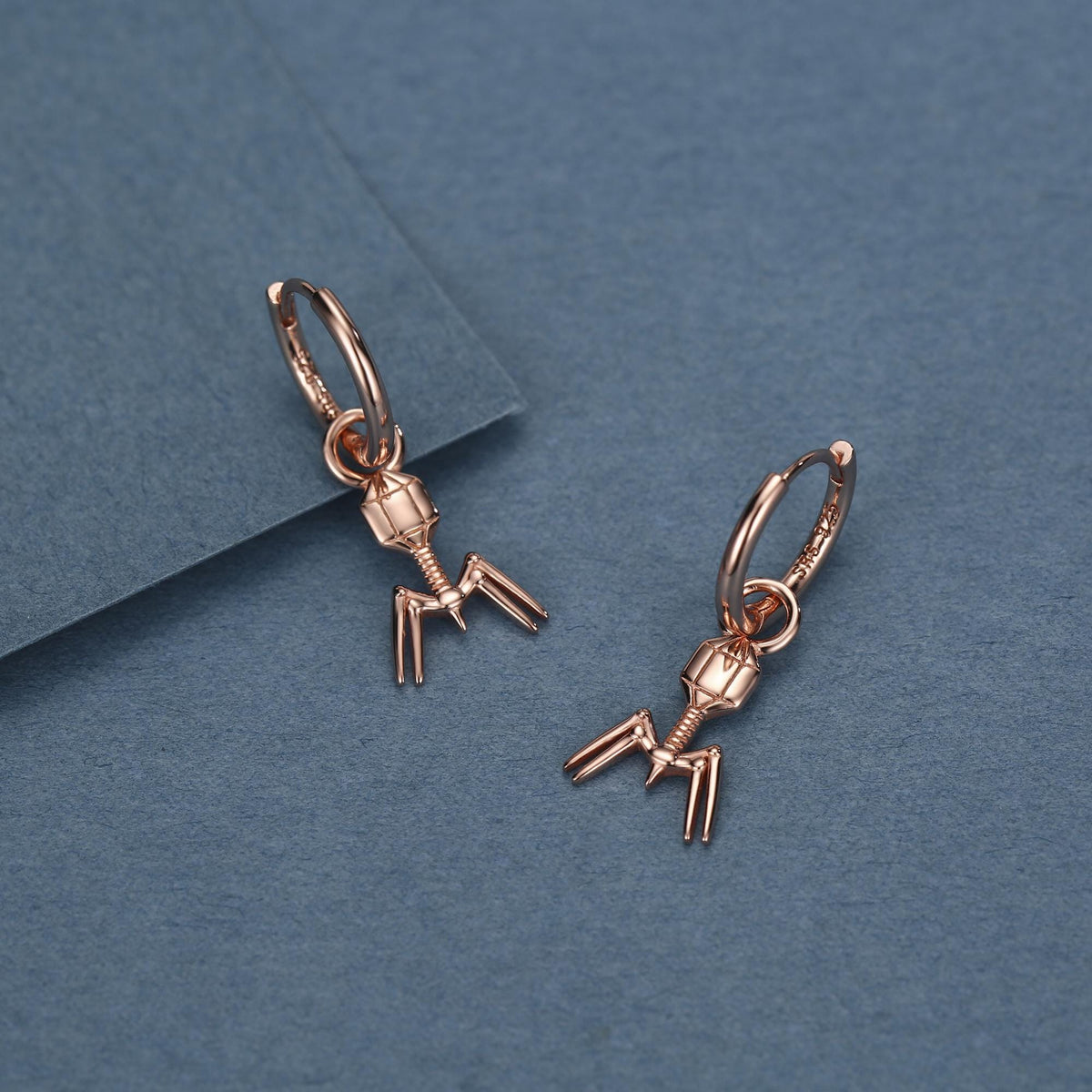 Sterling Silver Bacteriophage Charm Hoop Earrings