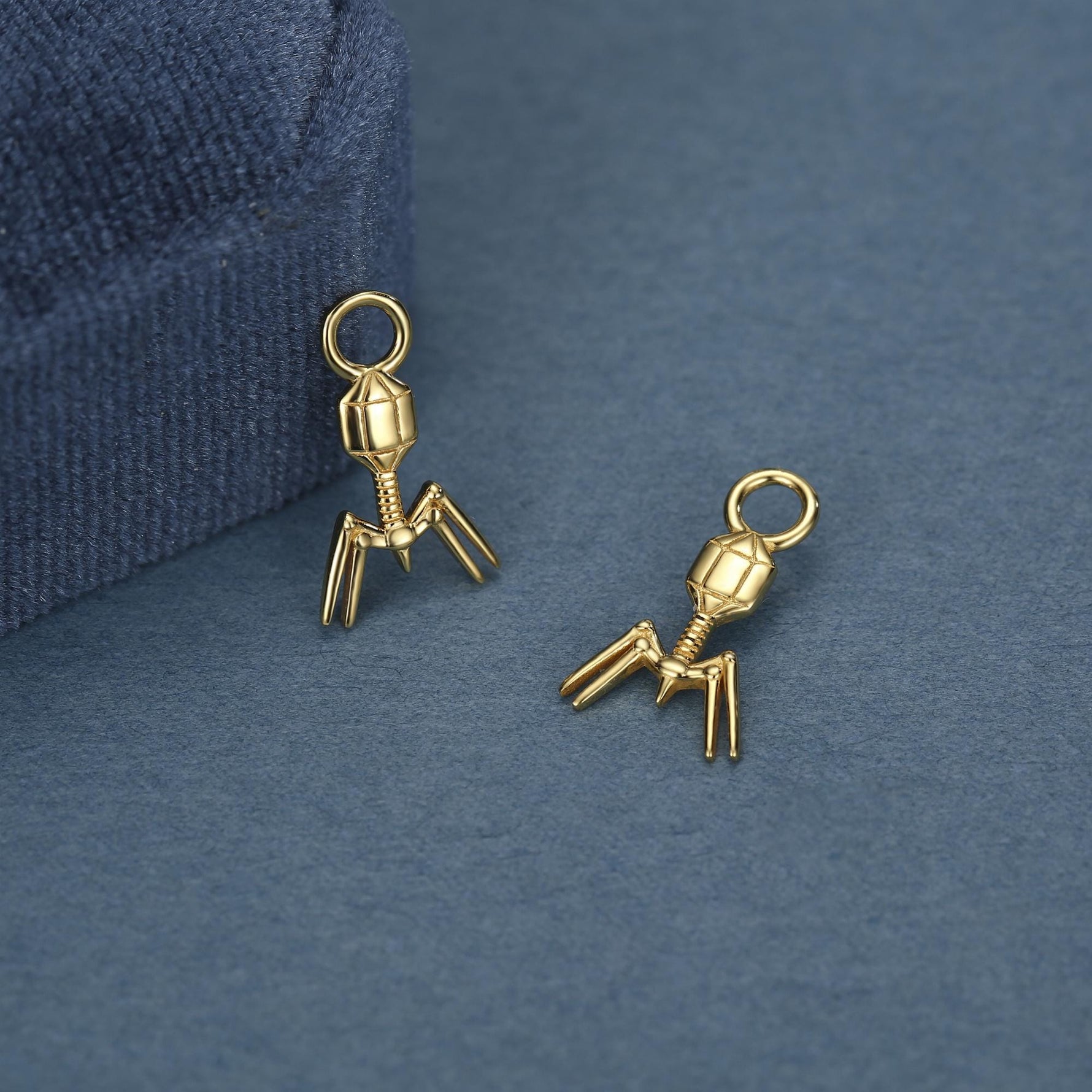 Sterling Silver Bacteriophage Charm Hoop Earrings