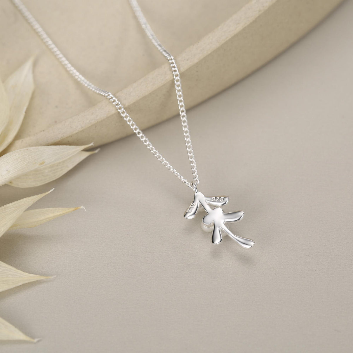 Sterling Silver Pearl Mistletoe Necklace