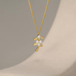 Sterling Silver Pearl Mistletoe Necklace