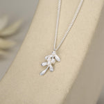 Sterling Silver Pearl Mistletoe Necklace