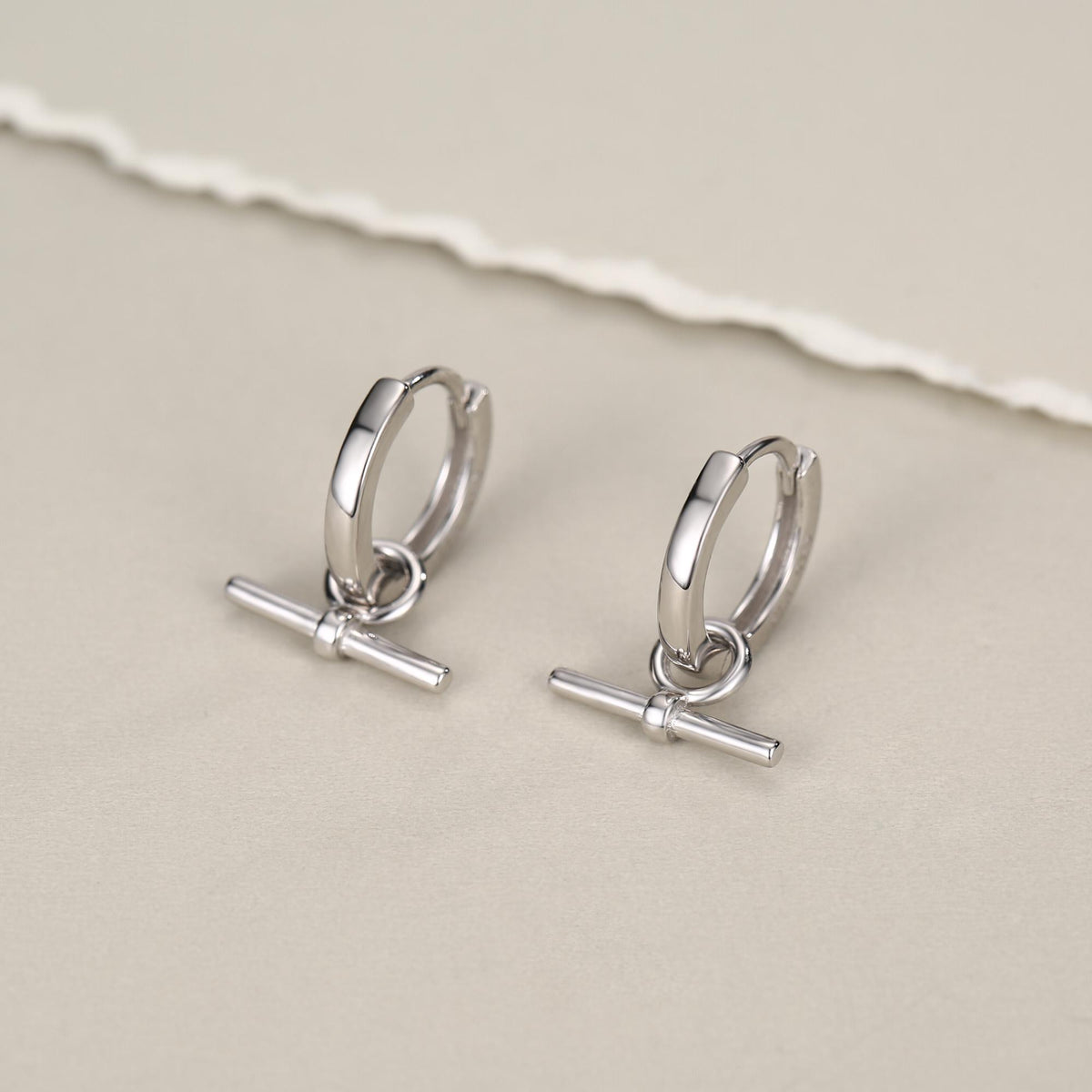 Sterling Silver Horizontal Bar Dangle Hoop Earrings, Detachable Charm Hoop Earrings, Silver or Gold, Interchangeable and detachable