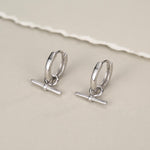 Horizontal Bar Detachable Charm Hoop Earrings