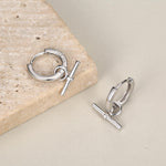Sterling Silver Horizontal Bar Dangle Hoop Earrings, Detachable Charm Hoop Earrings, Silver or Gold, Interchangeable and detachable