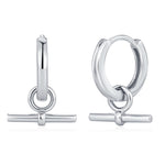 Horizontal Bar Detachable Charm Hoop Earrings
