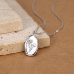 Water Lily Flower Oval Pendant Necklace