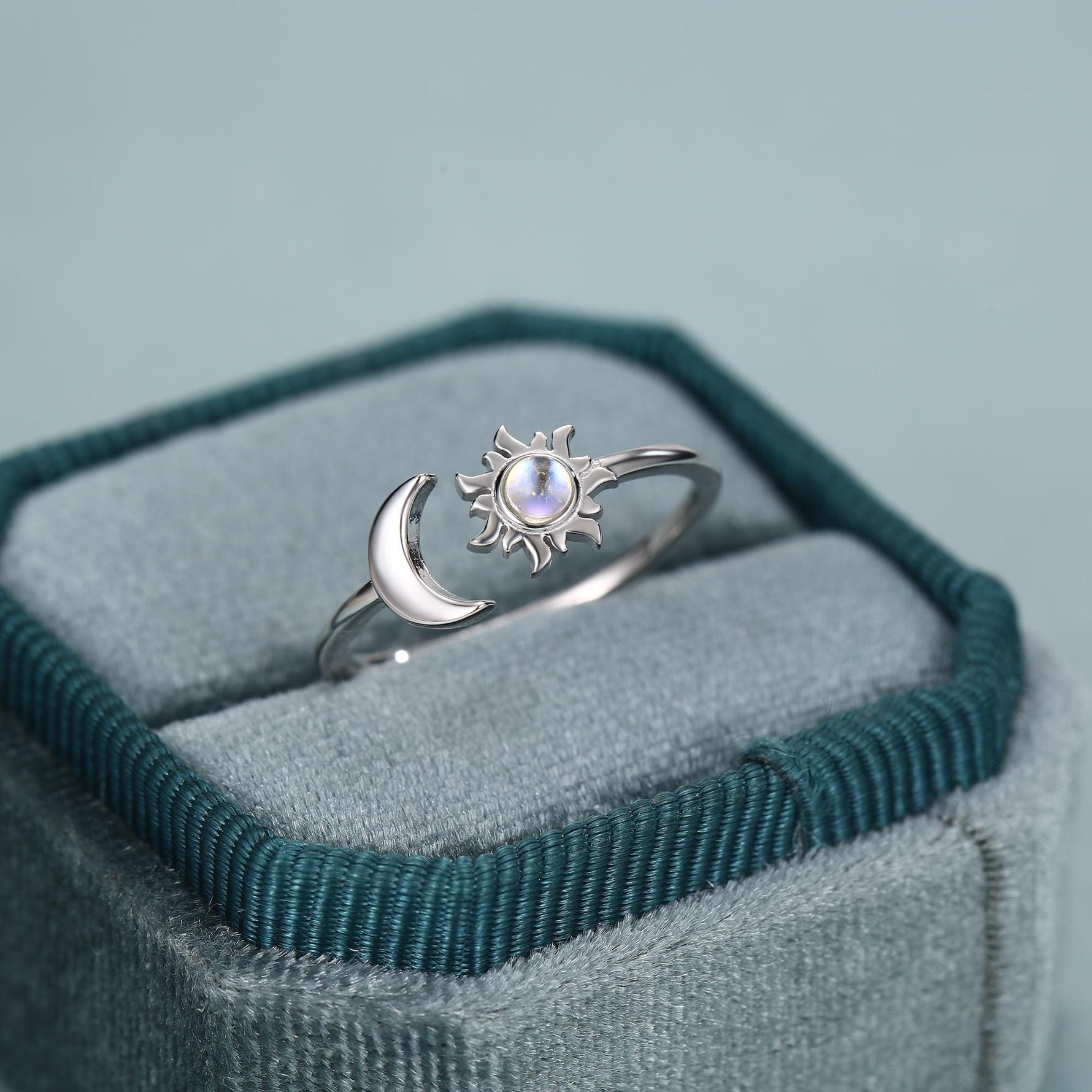 Moonstone Sun & Moon Open Ring
