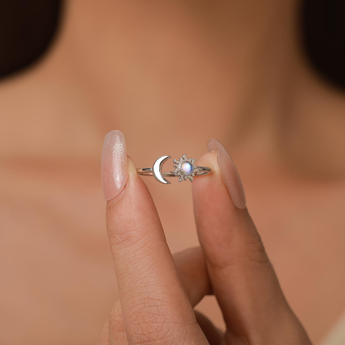 Moonstone Sun & Moon Open Ring