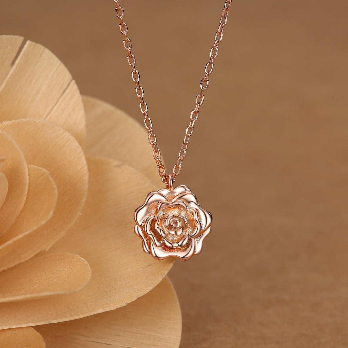 Rose Flower Pendant Necklace