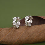 Daisy Flower Chain Huggie Hoop in Sterling Silver, Delicate Flower hoop Earrings, Floral Earrings, 10mm Inner Diameter