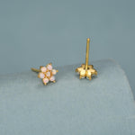 Opal Flower Stud Earrings in Sterling Silver - Gold or Silver - Opal Snowflake - 7 Opal Cluster - Petite Stud Earrings