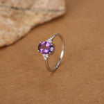 Vintage Amethyst Oval Gemstone Ring with CZ Accents