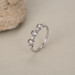 Triple Skull Motif Ring with Clear CZ