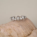 Triple Skull Motif Ring with Clear CZ