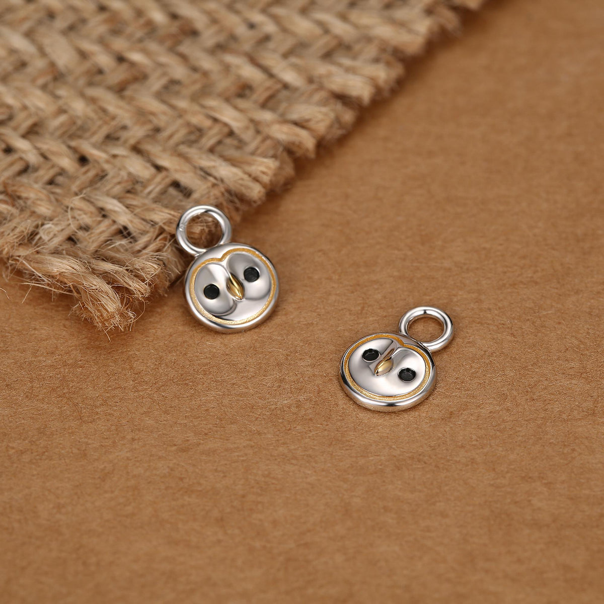 Owl Earring Charms for Hoops in Sterling Silver