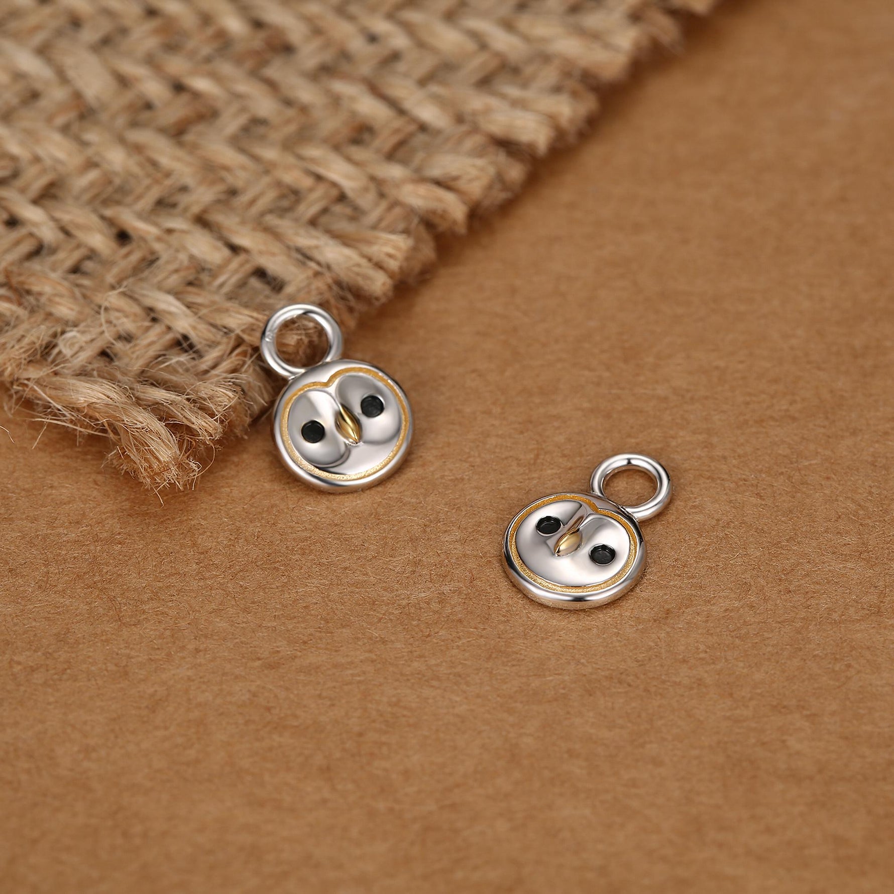 Owl Earring Charms for Hoops in Sterling Silver