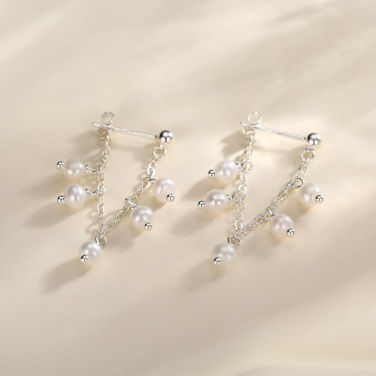 Sterling Silver Genuine Pearl and Chain Jacket Earrings in Sterling Silver, Silver or Gold, Tiny Ear Jacket, Irregular Shaped Pearls