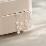 Sterling Silver Genuine Pearl and Chain Jacket Earrings in Sterling Silver, Silver or Gold, Tiny Ear Jacket, Irregular Shaped Pearls