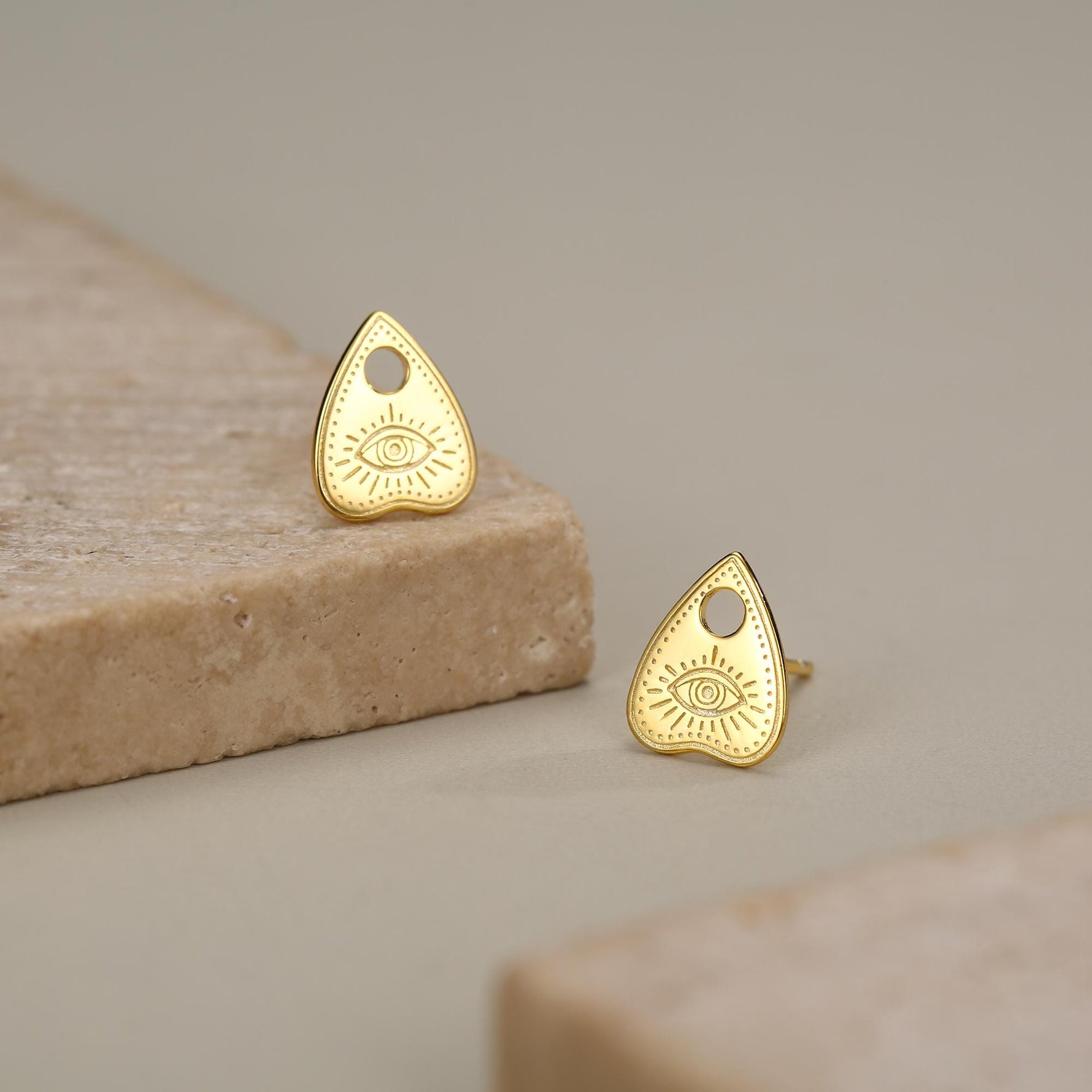 Sterling Silver Ouija Planchette Stud Earrings