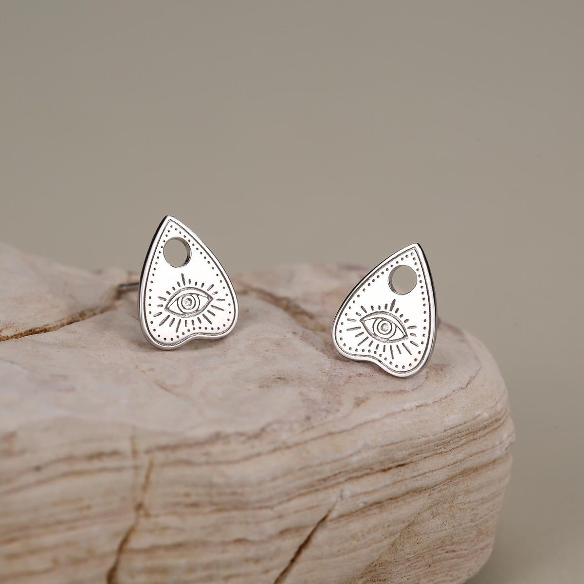Sterling Silver Ouija Planchette Stud Earrings