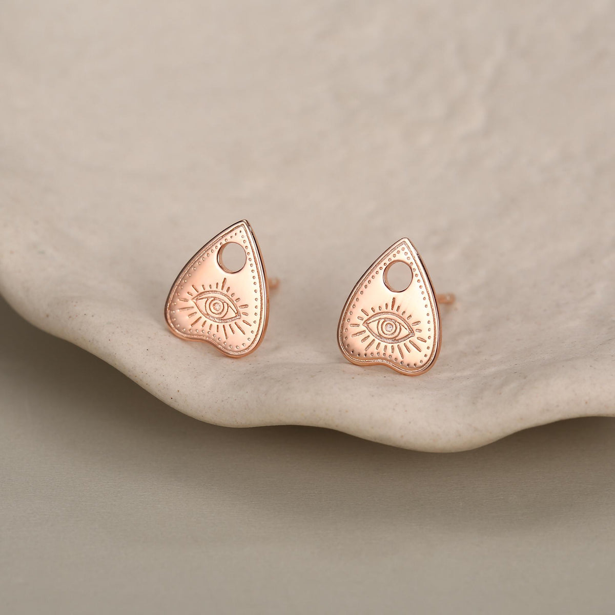 Sterling Silver Ouija Planchette Stud Earrings