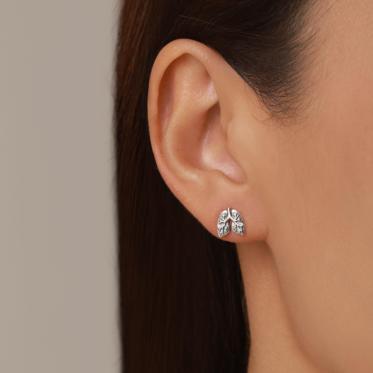 Sterling Silver Lungs and Kidney Mismatched Stud Earrings