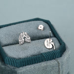 Sterling Silver Lungs and Kidney Mismatched Stud Earrings