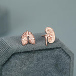 Sterling Silver Lungs and Kidney Mismatched Stud Earrings