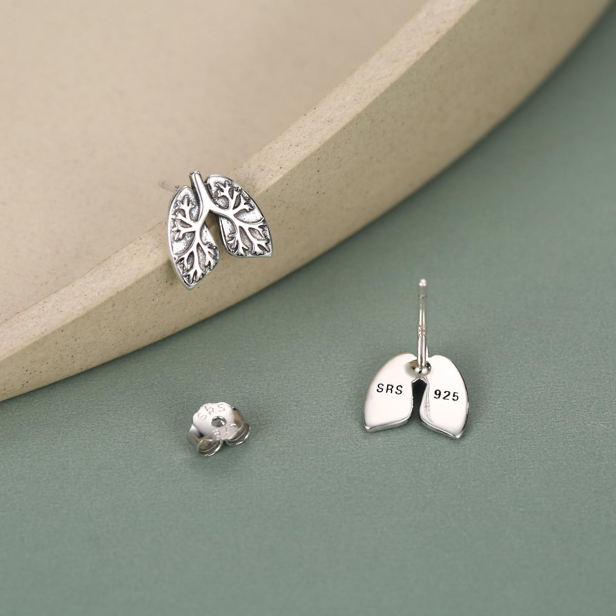 Sterling Silver Lungs Stud Earrings