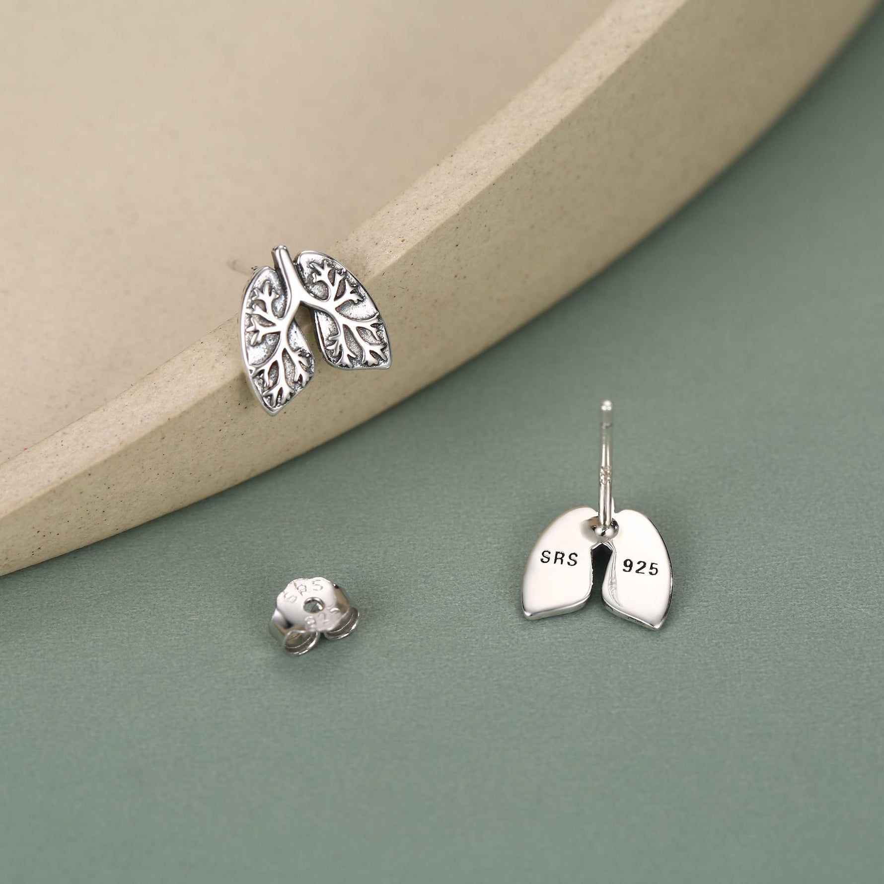 Sterling Silver Lungs Stud Earrings