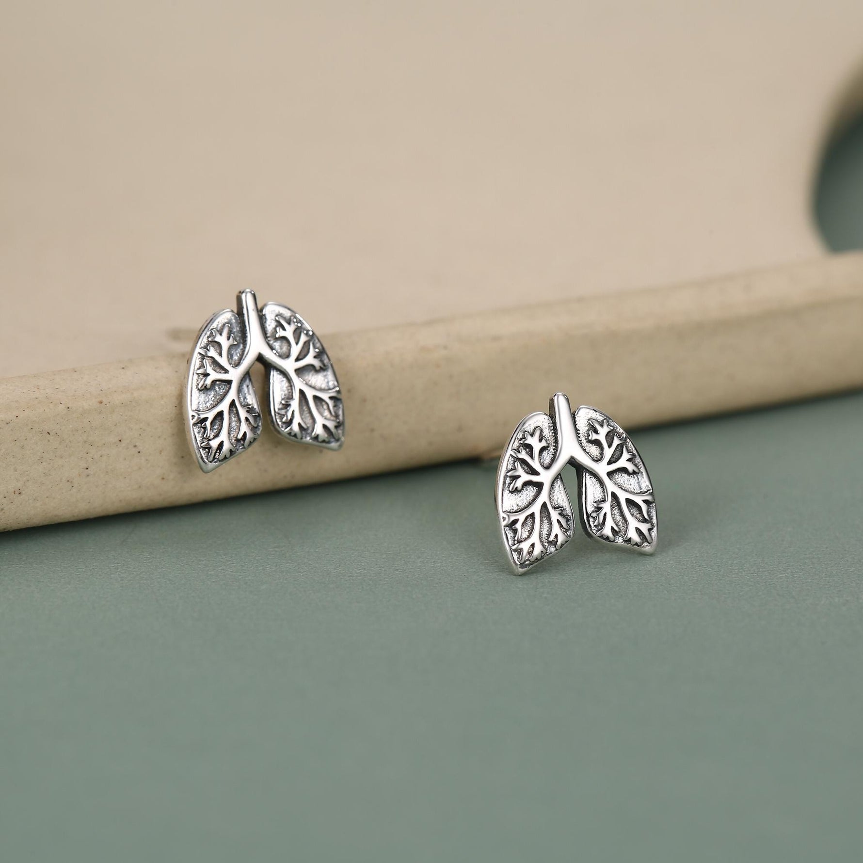 Sterling Silver Lungs Stud Earrings