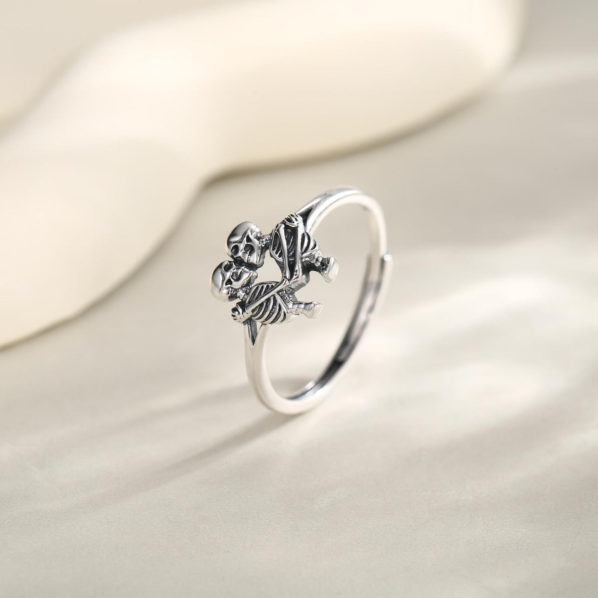 Sterling Silver Hugging Skeleton Ring
